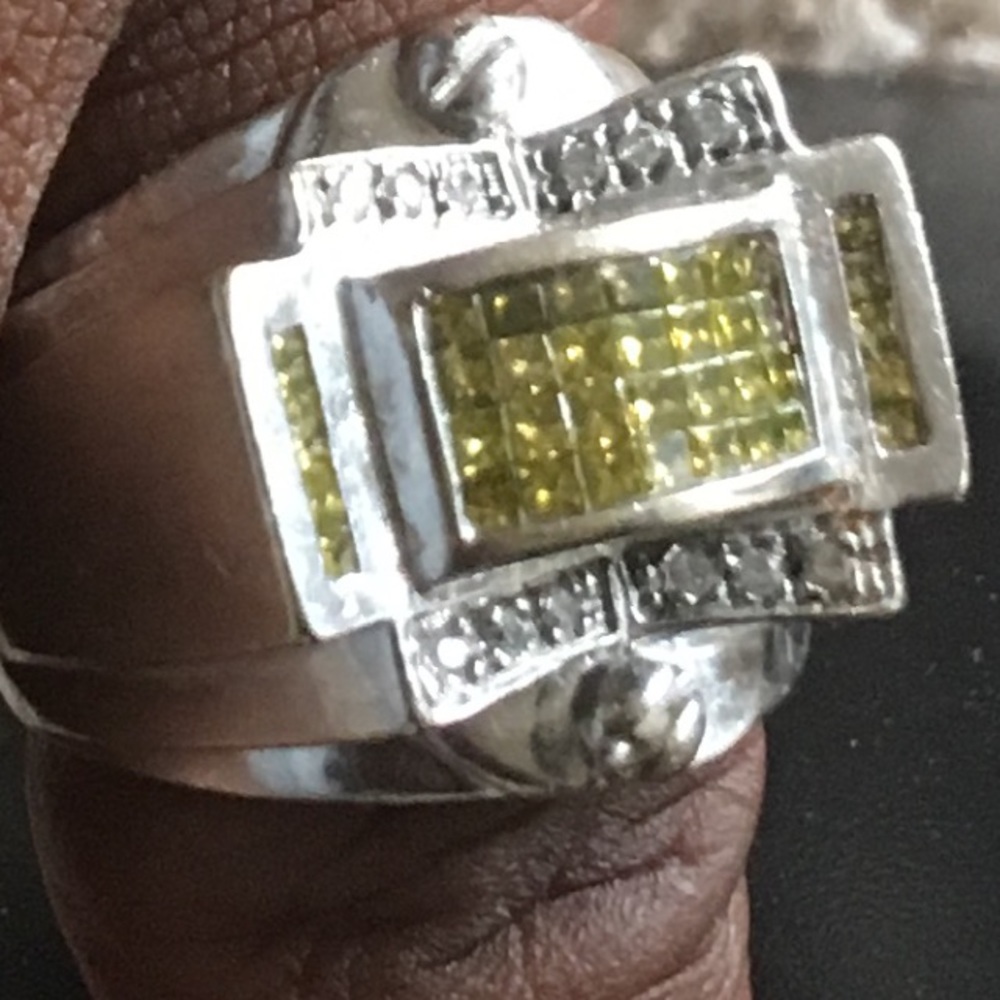 (RESERVED)  Men’s Canary and white diamond ring